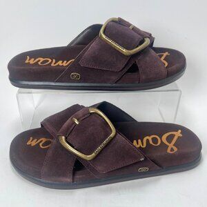 Sam Edelman Darla Suede Slide Sandals With Buckle Detail Size 7.5 Cafe Noir